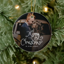 Frohe Weihnachten Whimsical Script Benutzerdefinie Keramik Ornament