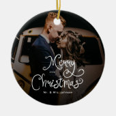 Frohe Weihnachten Whimsical Script Benutzerdefinie Keramik Ornament (Vorne)