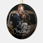 Frohe Weihnachten Whimsical Script Benutzerdefinie Keramik Ornament (Links)