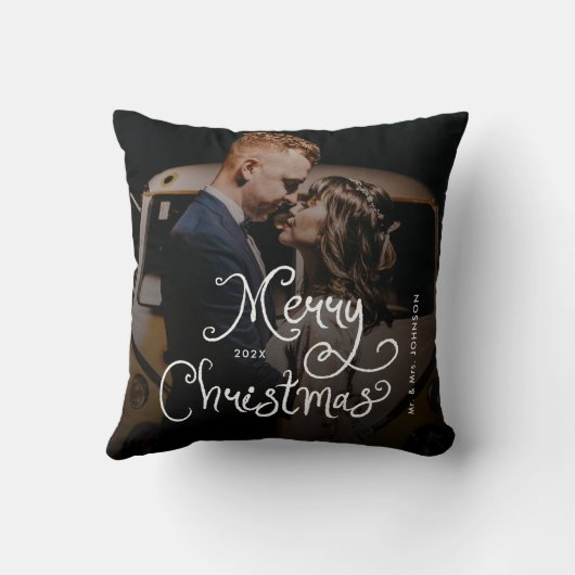 Frohe Weihnachten Whimsical Script Benutzerdefinie Kissen (Rückseite)