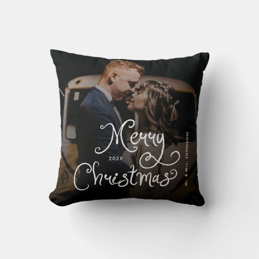 Frohe Weihnachten Whimsical Script Benutzerdefinie Kissen (Vorderseite)