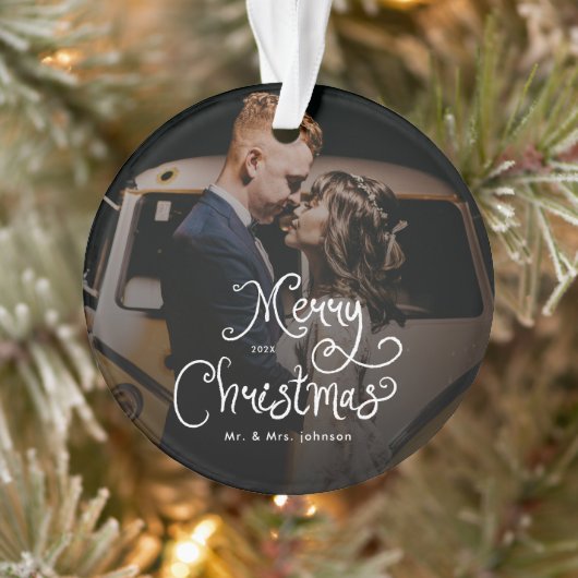 Frohe Weihnachten Whimsical Script Benutzerdefinie Ornament (Baum)