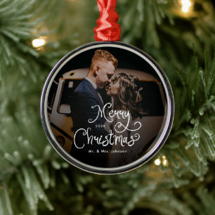 Frohe Weihnachten Whimsical Script Benutzerdefinie Ornament Aus Metall