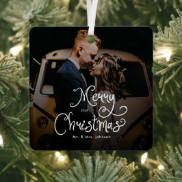 Frohe Weihnachten Whimsical Script Benutzerdefinie Ornament Aus Metall
