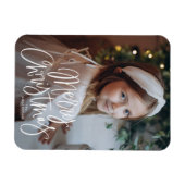 Frohe Weihnachten Whimsical Script-Foto Magnet (Horizontal)