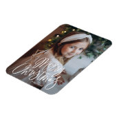 Frohe Weihnachten Whimsical Script-Foto Magnet (Linke Seite)