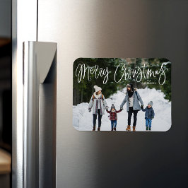 Frohe Weihnachten Whimsical Script Holiday Foto Magnet