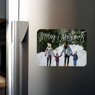 Frohe Weihnachten Whimsical Script Holiday Foto Magnet