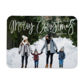 Frohe Weihnachten Whimsical Script Holiday Foto Magnet (Horizontal)