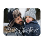 Frohe Weihnachten Whimsical Script Holiday Foto Magnet (Horizontal)