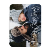 Frohe Weihnachten Whimsical Script Holiday Foto Magnet (Vertikal)