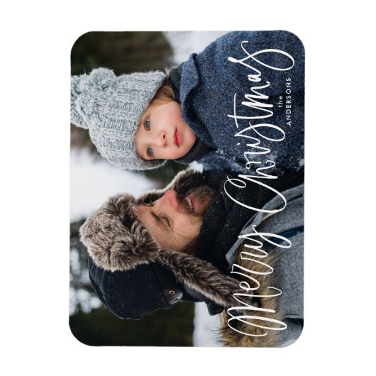 Frohe Weihnachten Whimsical Script Holiday Foto Magnet (Vertikal)