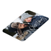 Frohe Weihnachten Whimsical Script Holiday Foto Magnet (Linke Seite)