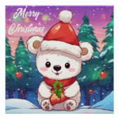 Frohe Weihnachten White Baby Polar Bär Poster (Vorderseite)