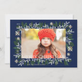 Frohe Weihnachten White Berries Foliage Snowflakes (Vorderseite)