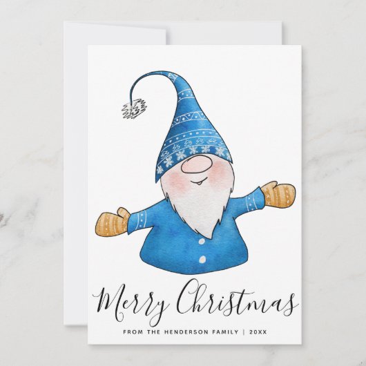 Frohe Weihnachten White Blue Yellow Niedlich Gnome (Vorderseite)