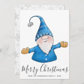 Frohe Weihnachten White Blue Yellow Niedlich Gnome (Vorne/Hinten)