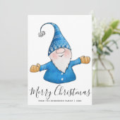 Frohe Weihnachten White Blue Yellow Niedlich Gnome (Stehend Vorderseite)