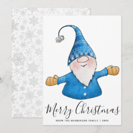 Frohe Weihnachten White Blue Yellow Niedlich Gnome