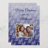 Frohe Weihnachten White Branches Blue Foto (Vorne/Hinten)