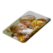 Frohe Weihnachten White Brush Script Foto Holiday Magnet (Linke Seite)