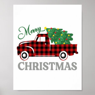 Frohe Weihnachten White Buffalo Kariertes LKW Baum Poster