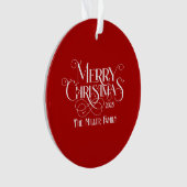 Frohe Weihnachten White Festive Retro Typografie Ornament (Vorderseite)
