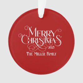 Frohe Weihnachten White Festive Retro Typografie Ornament