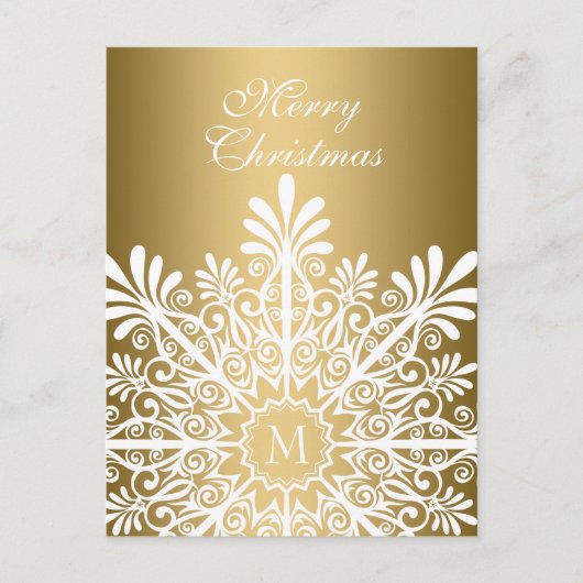 Frohe Weihnachten - White & Gold Snowflake (Vorderseite)