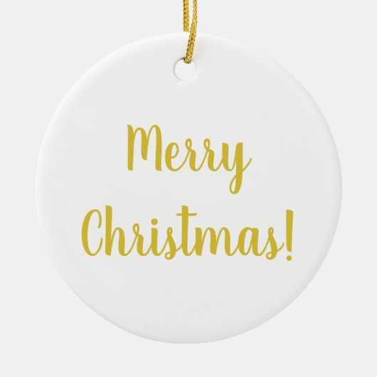 Frohe Weihnachten White Gold Typografie Festival Keramik Ornament (Vorne)