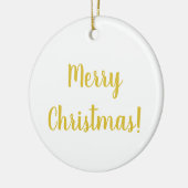 Frohe Weihnachten White Gold Typografie Festival Keramik Ornament (Links)