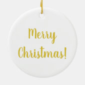 Frohe Weihnachten White Gold Typografie Festival Keramik Ornament (Hinten)