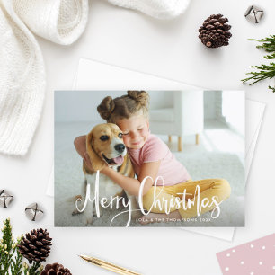 Frohe Weihnachten White Modern Brushed Script Foto