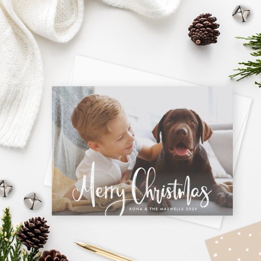 Frohe Weihnachten White Modern Brushed Script Foto