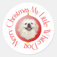 Frohe Weihnachten White Pekingese