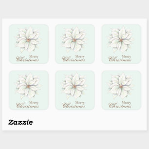 Frohe Weihnachten White Poinsettia Square Sticker