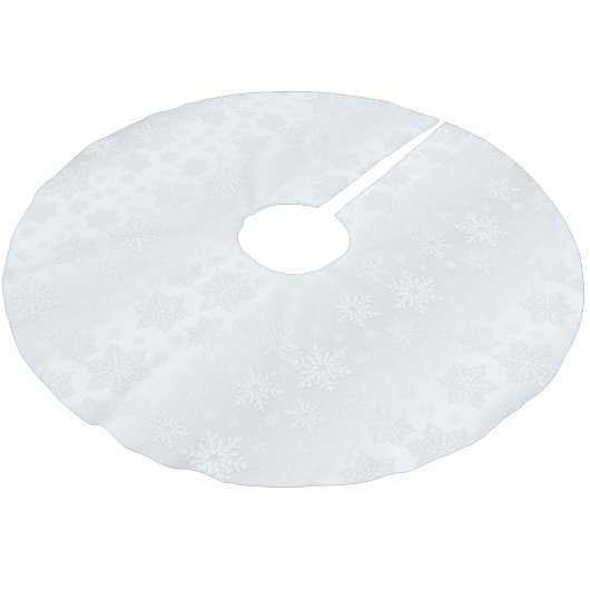 Frohe Weihnachten White Snowflake Satin Polyester Weihnachtsbaumdecke (Schrägansicht)