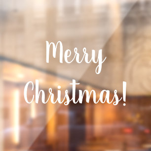 Frohe Weihnachten White Typografy Script festlich Fensteraufkleber