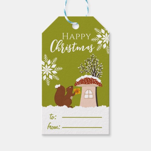 Frohe Weihnachten Wildes Tier Wintergeschenk Name Geschenkanhänger (Vorderseite)