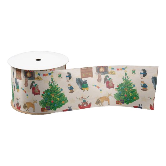 Frohe Weihnachten Wildlife Fun Satinband (Spule)