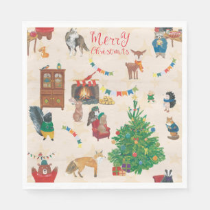 Frohe Weihnachten Wildlife Fun Serviette