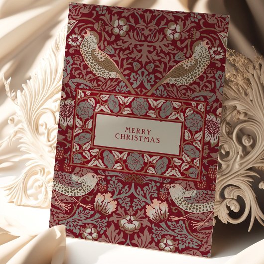 Frohe Weihnachten William Morris Strawberry Thief Karte