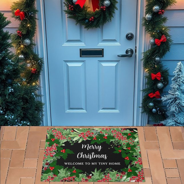 Frohe Weihnachten willkommen auf meiner winzigen Z Fußmatte (Merry Christmas welcome to my tiny home Doormat. Wonderful doormat for the holiday season.)