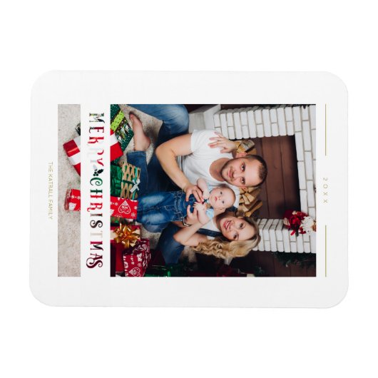 Frohe Weihnachten Wimshical Calligraphy Cut Paper Magnet (Horizontal)