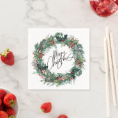 Frohe Weihnachten Winter Berry Wreath Urlaub Serviette (Beispiel)