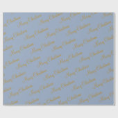 Frohe Weihnachten Winter Blue Calligraphy Geschenkpapier (Flach)