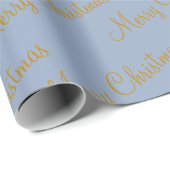 Frohe Weihnachten Winter Blue Calligraphy Geschenkpapier (Rolleneckpunkt)