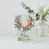 Frohe Weihnachten Winter Blumenfüchse Postkarte (Stehend Vorderseite)