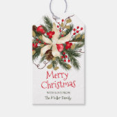 Frohe Weihnachten Winter Blumenstrauß Aquarell Geschenkanhänger (Vorderseite)