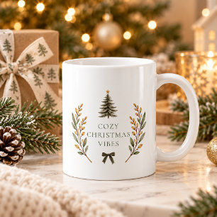 Frohe Weihnachten Winter Cottage Olivgrün Familie Kaffeetasse